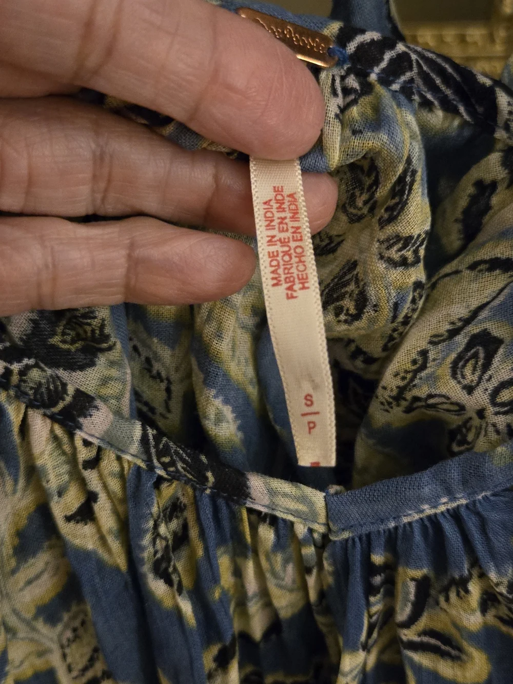 Free People Blue and Yellow Floral Mini Dress